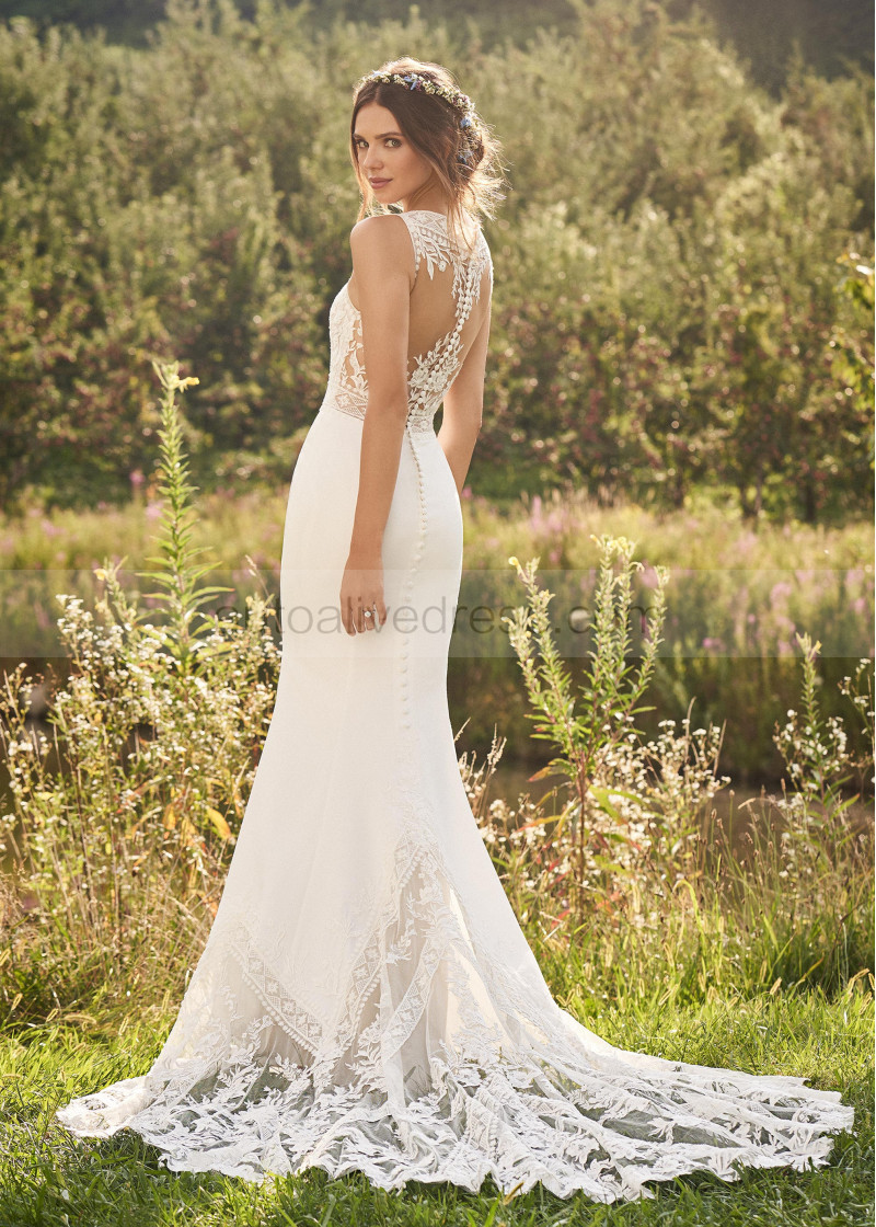 Illusion train wedding dress hotsell